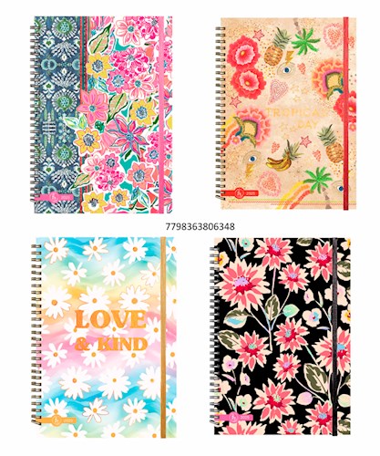 Papel AGENDA 2024 ECO CHIC [ENERGY/HINDU/FLORES BLUE/ABRE TUS ALAS] [2 DIAS X PAG] [ANILLADO] (CARTONE)