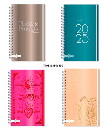 Papel AGENDA 2024 PREMIUM [METAL BLACK/METAL CORAL/METAL CYAN/METAL PINK] [SEMANAL] (CARTONE)