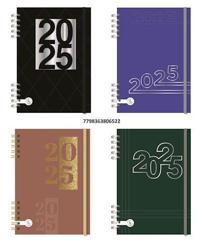 Papel AGENDA 2025 UOMO POCKET [TERRACOTA/BLUE/VERDE MILITAR/BLACK] [DIA X PAG] [ANILLADO] (CARTONE)