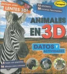 Papel ANIMALES EN 3D DATOS Y ACTIVIDADES (INCLUYE LENTES 3D)  (CARTONE)