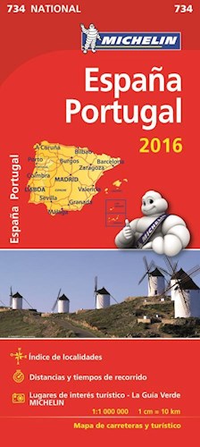 Papel ESPAÑA & PORTUGAL 2016 (MAPA DE CARRETERAS Y TURISTICO) [MAPA] (NATIONAL MICHELIN 734)