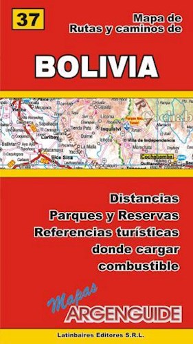 Papel MAPA DE RUTAS Y CAMINOS DE LA REPUBLICA DE BOLIVIA DIST  ANCIAS PARQUES Y RESERVAS REFERENCI