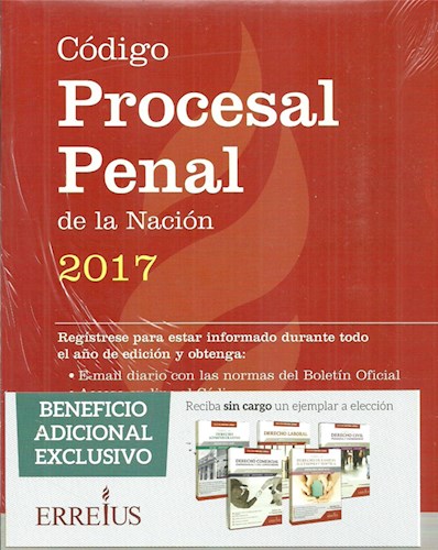 Papel CODIGO PROCESAL PENAL DE LA NACION 2017 (INCLUYE ACCESO A ERREIUS ON LINE) (RUSTICA)