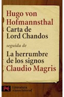 Papel CARTA DE LORD CHANDOS / HERRUMBRE DE LOS SIGNOS (LIBRO DE BOLSILLO)