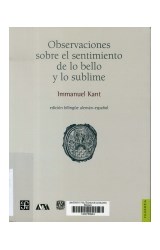 Papel OBSERVACIONES SOBRE EL SENTIMIENTO DE LO BELLO Y LO SUB LIME (EDICION ALEMAN/ESPAÑOL)