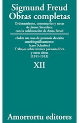 Papel OBRAS COMPLETAS 12 (1911-1913) SOBRE UN CASO DE PARANOIA DESCRITO AUTOBIOGRAFICAMENTE (SCHREBER)