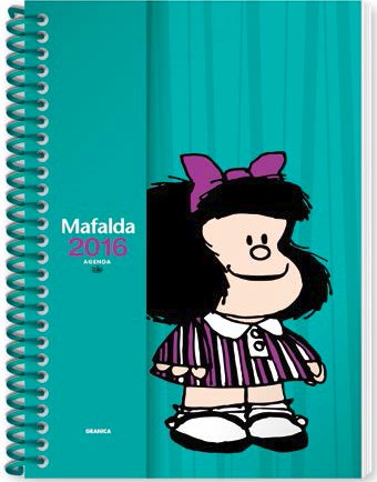 Papel Agenda Mafalda 2016 Anillada Turquesa