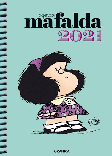 Papel Agenda Mafalda 2021 Anillada Celeste Verde