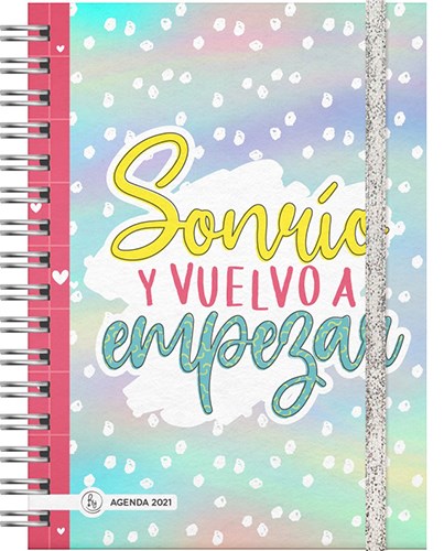 Papel AGENDA 2021 MOTIVACION CREATIVA HOLOGRAFICA (SONRIO Y VUELVO A EMPEZAR) (ANILLADO) (CARTONE)