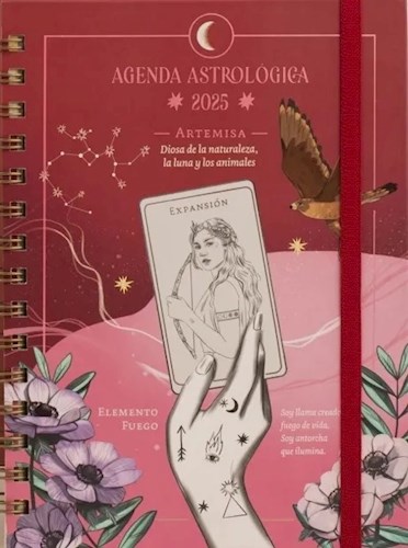 Papel AGENDA ASTROLOGICA 2025 ARTEMISA DIOSA DE LA NATURALEZA LA LUNA Y LOS ANIMALES (CARTONE)