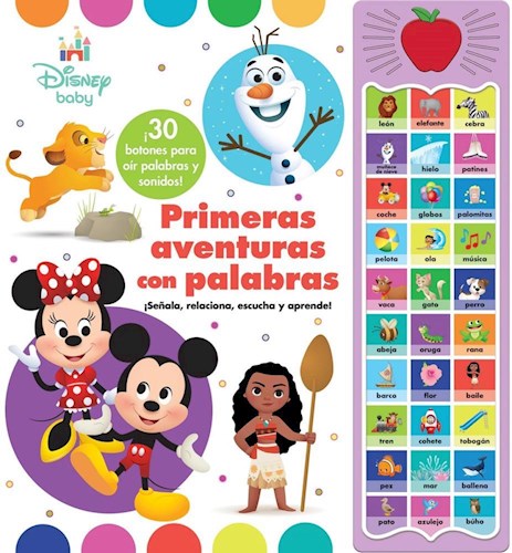 Papel PRIMERAS AVENTURAS CON PALABRAS SEÑALA RELACIONA ESCUCHA Y APRENDE (PANEL CON BOTONES) (DISNEY BABY)