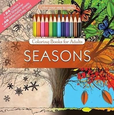 Papel Seasons: Adult Coloring Book Set With 24 Colored Pencils