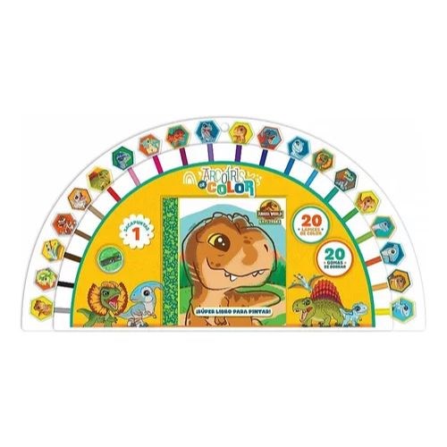 Papel JURASSIC WORLD (LIBRO + 20 LAPICES + 20 GOMAS + SACAPUNTAS) (BLISTER ARCOIRIS DE COLOR)