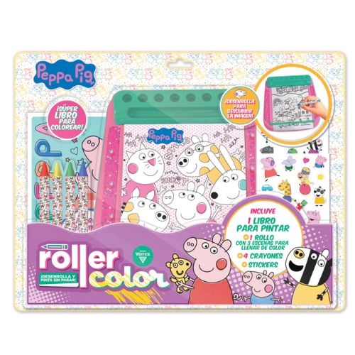 Papel PEPPA PIG (LIBRO + ROLLO GIGANTE CON ESCENAS PARA PINTAR + 4 CRAYONES  + STICKERS) (ROLLER COLOR)