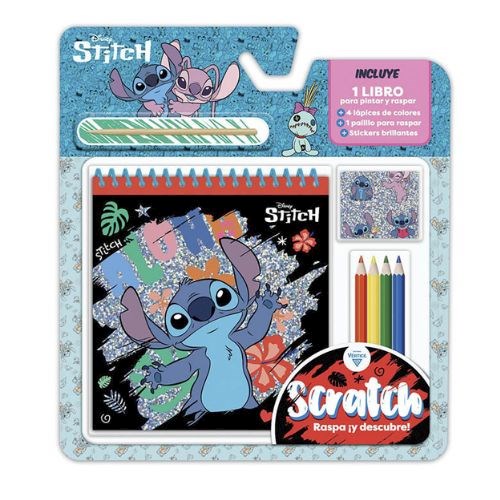 Papel STITCH (SCRATCH RASPA Y DESCUBRE) (1 LIBRO + 6 LAPICES PARA COLOREAR + 1 PALILLO PARA RASPAR + S