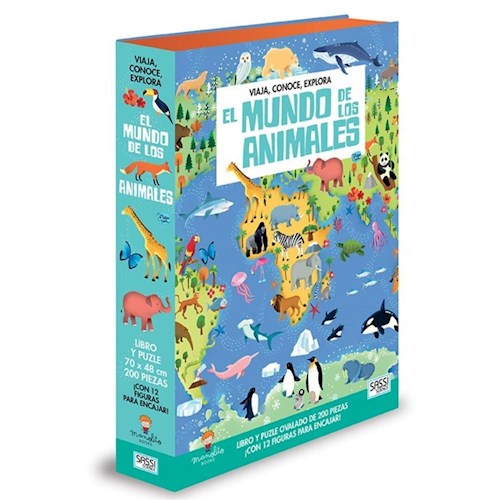 Papel MUNDO DE LOS ANIMALES (LIBRO PUZLE DE 200 PIEZAS CON 12 FIGURAS PARA ENCAJAR) (+6 AÑOS) (CARTONE)