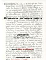 Papel HISTORIA DE LA LEXICOGRAFIA ESPANOLA