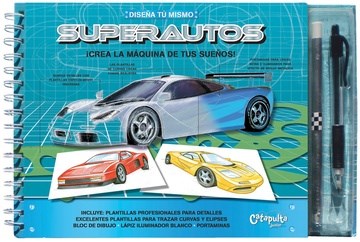 Papel DISEÑA SUPERAUTOS CREA LA MAQUINA DE TUS SUEÑOS (INCLUYE LAPIZ ILUMINADOR Y PORTAMINAS) (CARTONE)