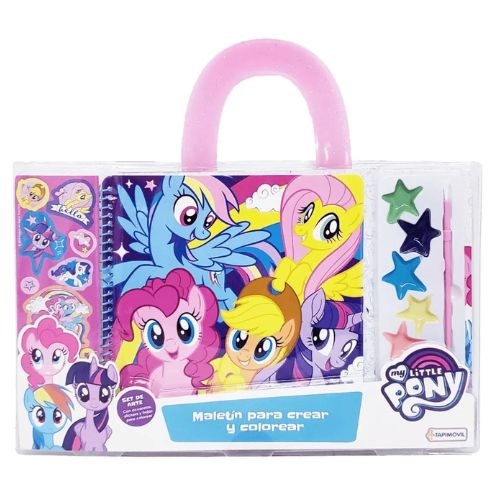 Papel MY LITTLE PONY MALETIN PARA CREAR Y COLOREAR (INCLUYE ACUARELAS-STICKERS-HOJAS P/COLOREAR)
