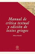 Papel MANUAL DE CRÍTICA TEXTUAL Y EDICIÓN DE TEXTOS GRIEGOS
