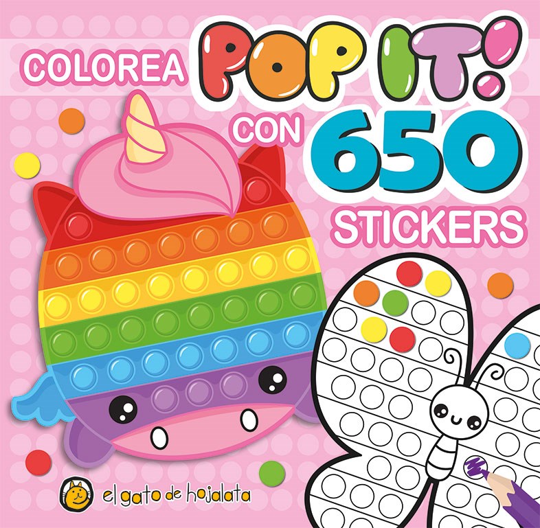 Papel Colorea Pop It! Con 650 Stickers - Unicornio