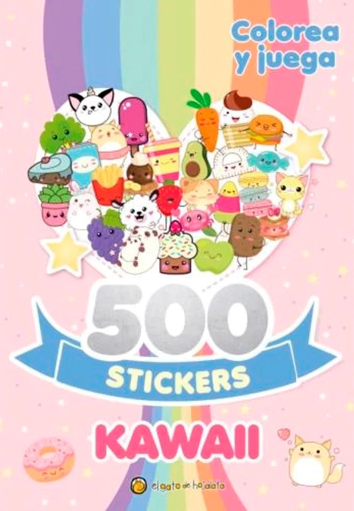 Papel 500 Stickers Kawaii - Colorea Y Juega