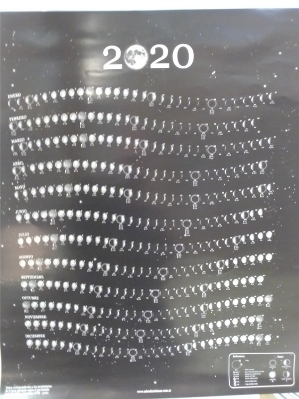 Papel Lamina Calendario Lunar 2020