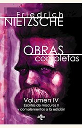 Papel OBRAS COMPLETAS NIETZSCHE VOLUMEN IV